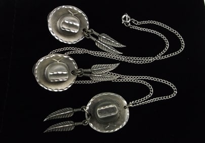 New Vintage Cowboy Hat Necklace Earrings Set 18"