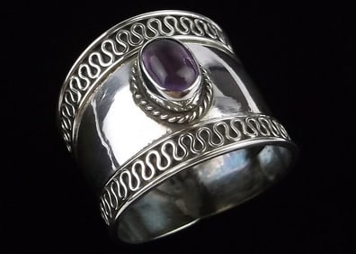 Mint Vintage Bali Sterling Silver Amethyst Ring 8