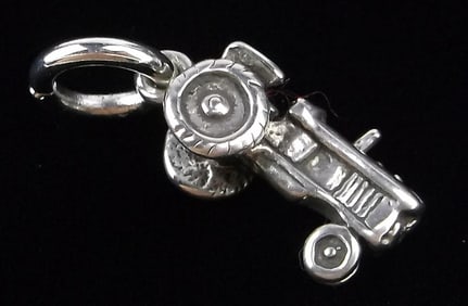 Mint Vintage Sterling Silver Tractor Pendant Charm