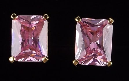 New Big Gold Over Sterling 3cttw Pink Tourmaline Earrings