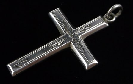 Mint Antique 1950s Lamode Sterling Silver Cross Pendant