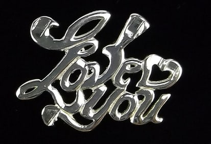 New Vintage Sterling Silver I Love You Pendant