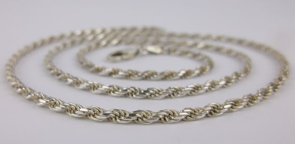 Mint Vintage Italian Sterling Silver Rope Chain Necklace 20"