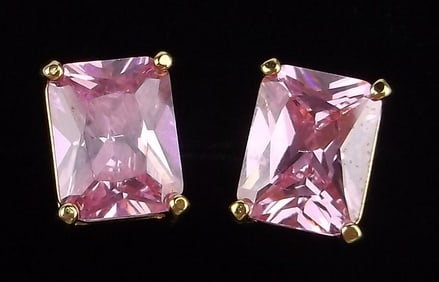 Mint Gold Over Sterling Big 3cttw Pink Tourmaline Earrings