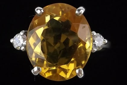 Mint Vint Designer Sterling Silver 7ct Citrine Ring 6.5