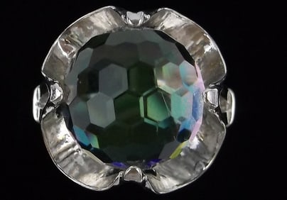 Mint Big Vint Judith Jack Sterling Silver Crystal Ball Ring 7