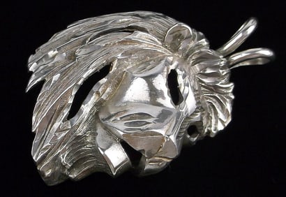 Mint Big Vint Heavy Thick Sterling Silver Lion Pendant