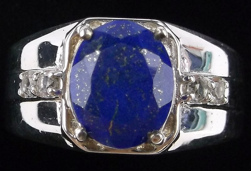 New Vintage Designer Sterling Silver Lapis Topaz Ring 10: Solid Sterling Silver Guaranteed, in Brand New Never Worn Condition.