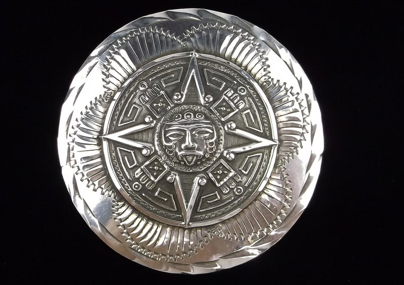 Mint Big 1950s Taxco Sterling Silver Mayan Brooch Margo De Taxco?: A Mint Condition Big Antique 1950s Taxco Sterling Silver Mayan Brooch Pendant Signed MD, Not sure if this was the short hallmark for Margo De Taxco?