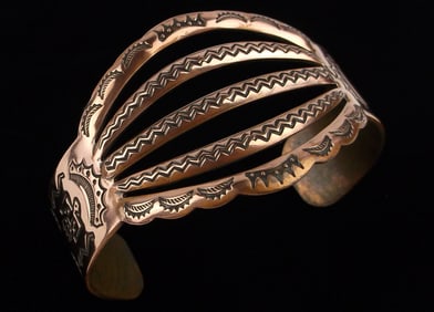 Mint Antique 1950s Navajo Copper Thunderbird Cuff Bracelet 8"