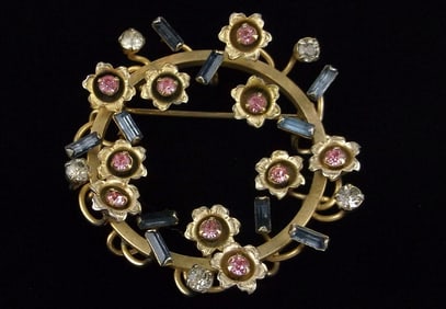 Mint Antique 1940s Crystal Rhinestone Brooch