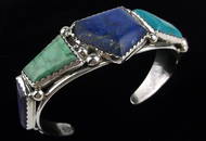 BIG Navajo Eric Carol Fierro Sterling Turquoise Cuff Bracelet 7-8"