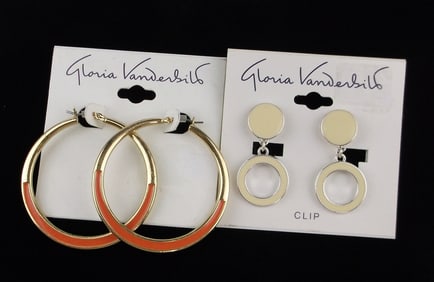 2 New Sets Gloria Vanderbilt Enameled Earrings $36