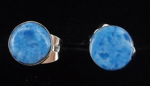New Zuni Angie Rosetta Sterling Silver Denim Lapis Earrings