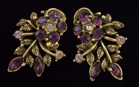 Mint Vintage 1950s Coro Craft Rhinestone Earrings Set