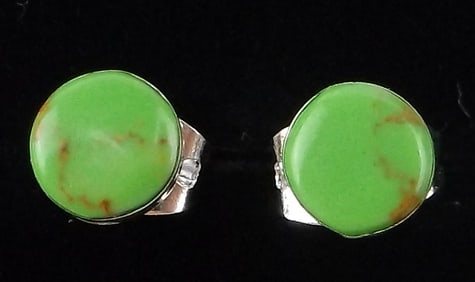 New Zuni Angie Rosetta Sterling Silver Gaspeite Earrings
