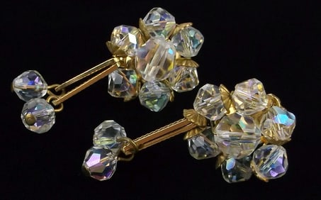 New Vintage 1950s Crystal Drop Earrings