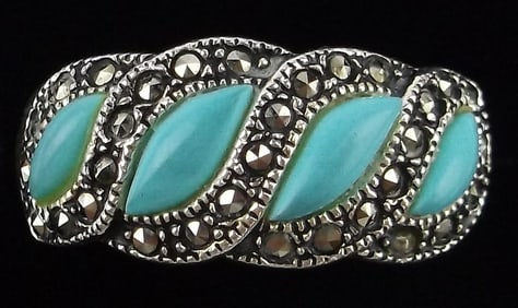 Stunning Vintage Designer Sterling Silver Turquoise Ring 8