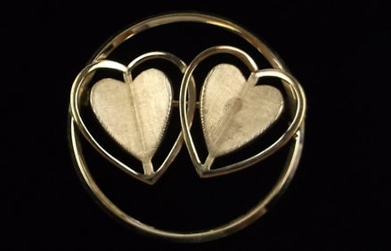 Gorgeous Vint 1960s Van Dell 12kt GF Heart Brooch