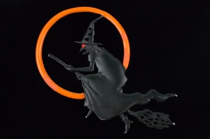 Stunning Rare Vint JJ Jonette Jewelry Halloween Witch Brooch