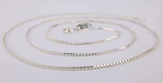 New Vintage Italian Sterling Silver Box Chain Necklace 18"