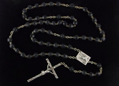 Gorgeous Antique 1950s Catholic Rosary 28"