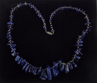 Stunning Vintage 1960s Lapis Necklace 20"