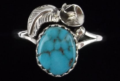 New Navajo Maxine Calladito Sterling Silver Turquoise Ring 7
