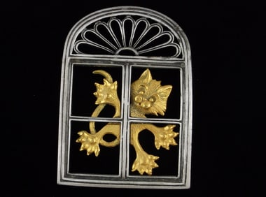 Mint Vintage JJ Jonette Jewelry Cat In Window Brooch