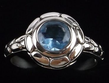 Mint Vintage Sterling Silver Blue Stone Ring 8