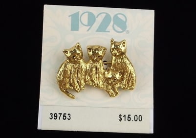 New On Card Vintage 1928 Brand Cat Brooch