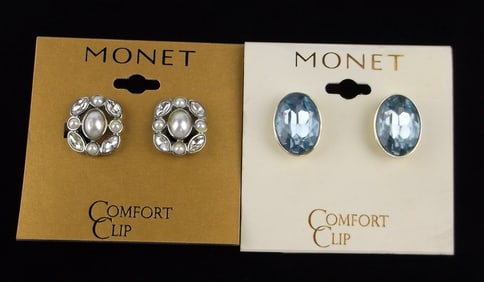 2 New Monet Rhinestone Earrings Sets Lot $48