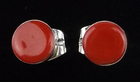 New Zuni Angie Rosetta Sterling Silver Red Coral Earrings