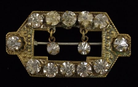 Stunning Antique 1890s Crystal Art Nouveau Victorian Brooch
