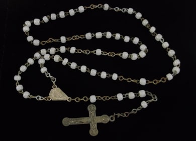 Antique 1950s Catholic Rosary Necklace 20"