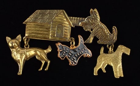 Gorgeous Vint Chihuahua Schnauzer Dog Brooch