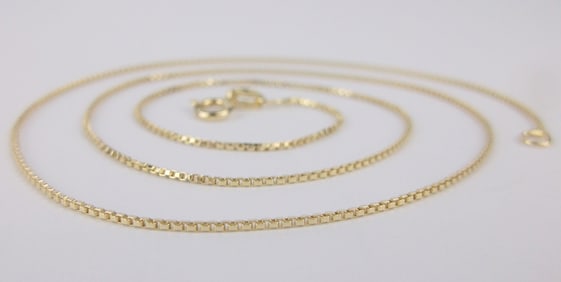 New Vintage Italian Gold Over Sterling Box Chain Necklace 18.5"