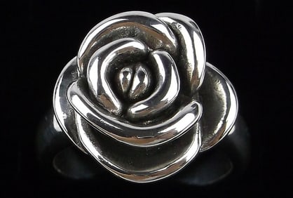Mint Big Vintage Sterling Silver Rose Ring 8.5