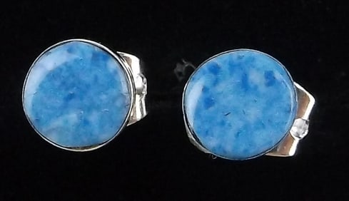 New Zuni Angie Rosetta Sterling Silver Denim Lapis Earrings