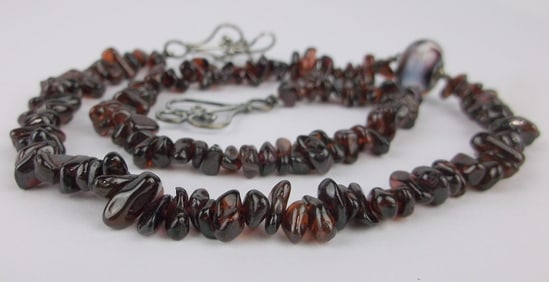 Mint Vintage Sterling Silver Garnet Necklace 18.5"