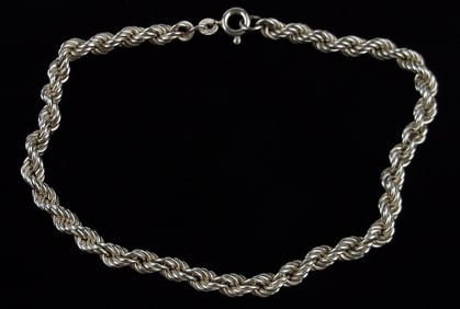 Big Mint Vint Italian Sterling Silver Rope Chain Bracelet 10"