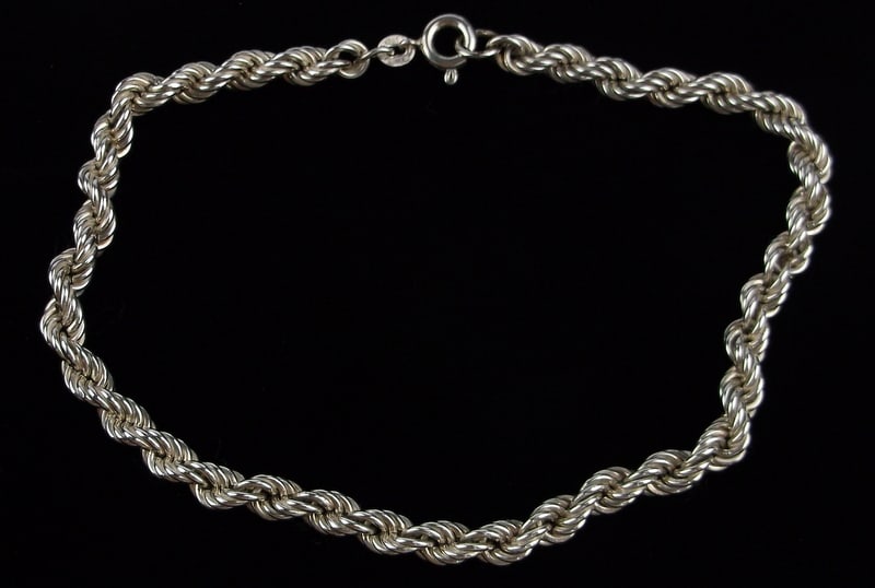 Big Mint Vint Italian Sterling Silver Rope Chain Bracelet 10" (1 of 2)