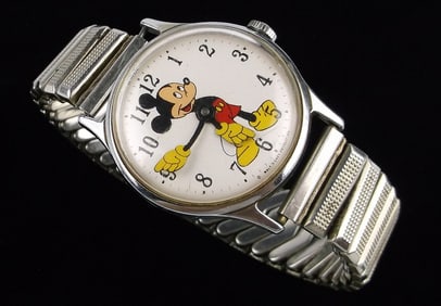 Stunning 1960s Disney Mickey Mouse Watch Works Winds Great