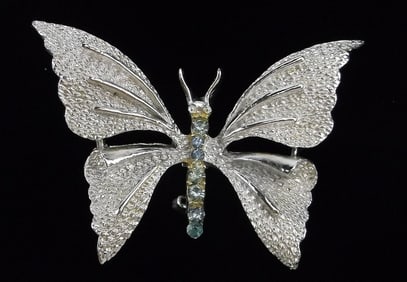Mint Vintage 1960s Gerrys Rhinestone Butterfly Brooch