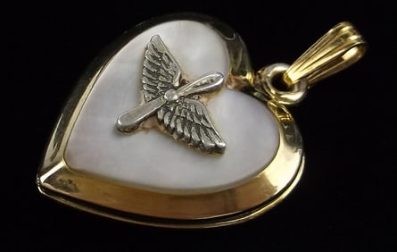 Stunning 1950s Army Air Corps Gold Over Sterling Locket Pendant