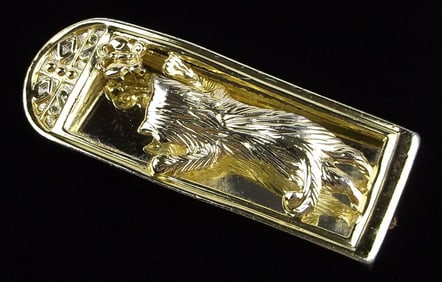 Stunning Vintage Cat In Mirror Brooch