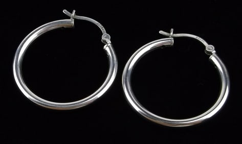 Mint Vintage Italian Sterling Silver Hoop Earrings