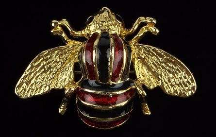 Mint Vintage Enameled Bee Insect Brooch