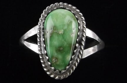 New Navajo Judy Largo Sterling Sonoran Gold Turquoise Ring 7