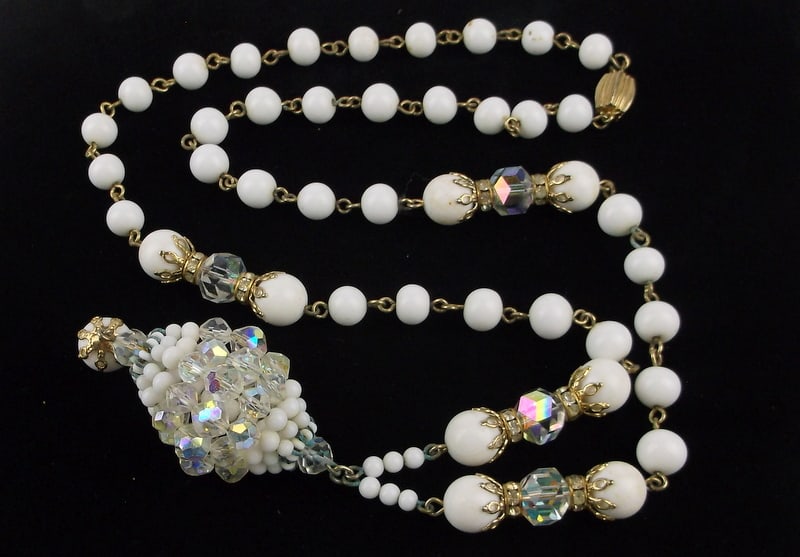 Stunning Antique 1950s Crystal Chandelier Necklace 24": excellent condition